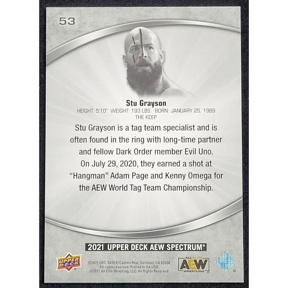 2021 UPPER DECK‎ AEW SPECTRUM  STU GRAYSON  ALL ELITE WRESTLING
